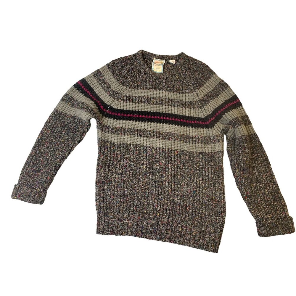 Concrete Womens Size Medium Vintage Chunky Knit Sweater Pullover Y2K Striped Woo